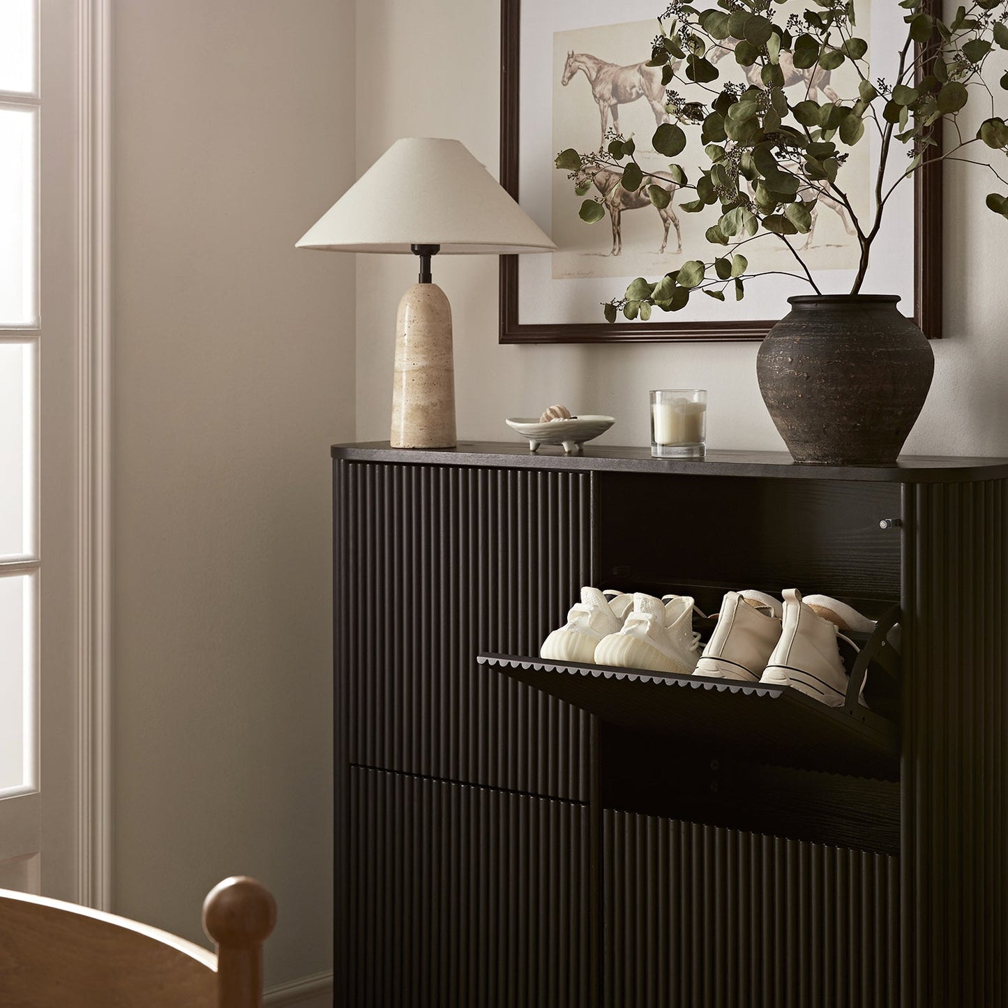 Maru 4-Door Shoe Storage Cabinet, Black