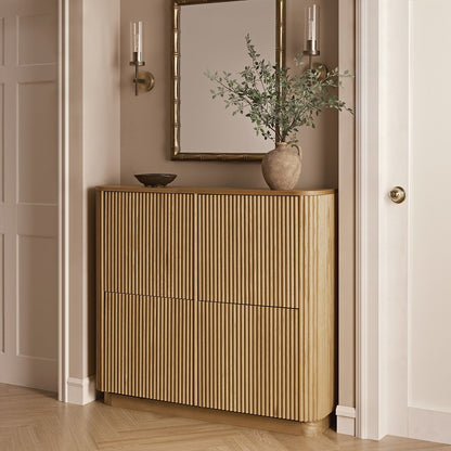 Maru 4-Door Shoe Storage Cabinet, Oak