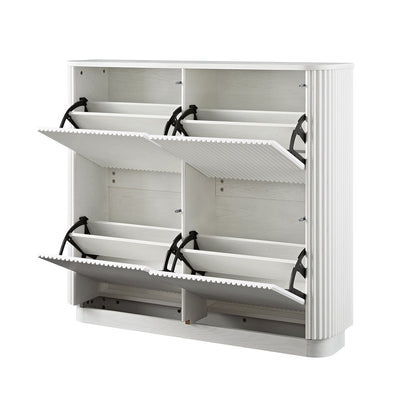 Maru 4-Door Shoe Storage Cabinet, Washed White