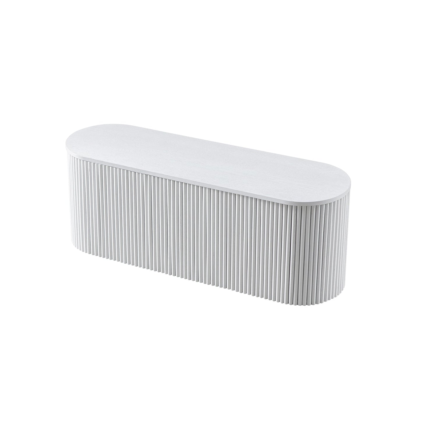 Maru Storage Ottoman Bench, Washed White