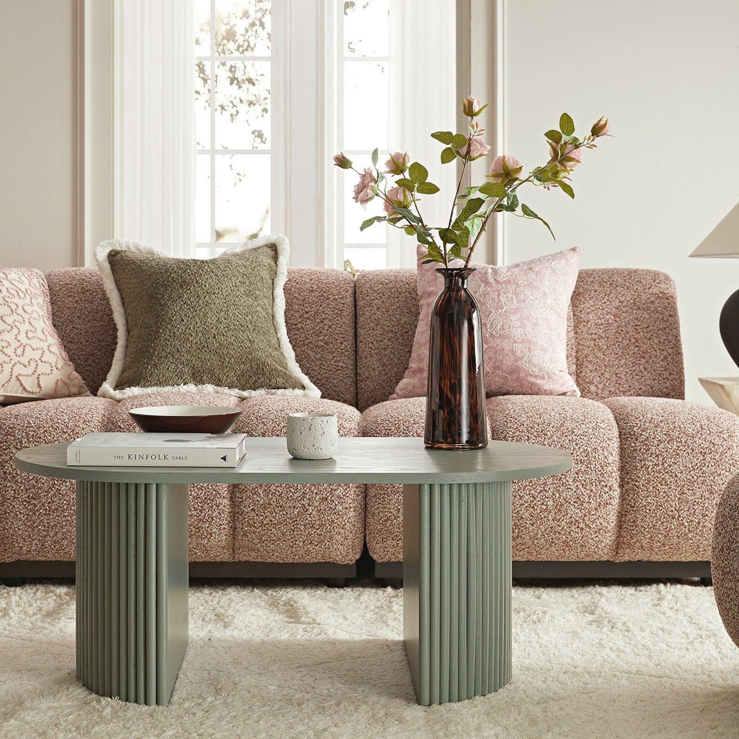 Maru Oval Coffee Table, Sage Green