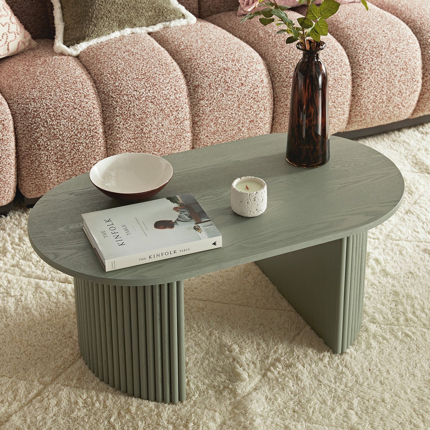 Maru Oval Coffee Table, Sage Green