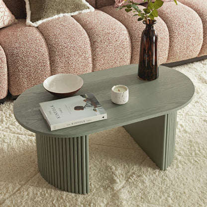 Maru Oval Coffee Table, Sage Green