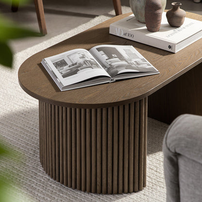 Maru Oval Coffee Table, Silver Oak
