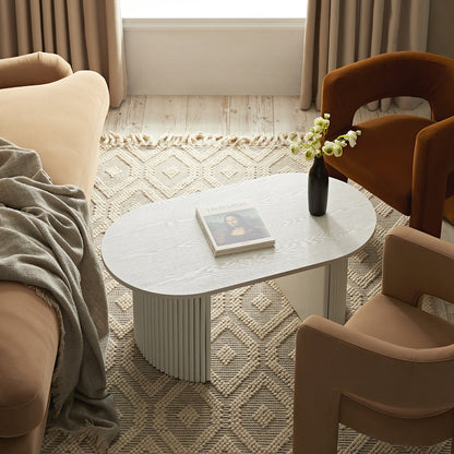 Maru Oval Coffee Table, Washed White