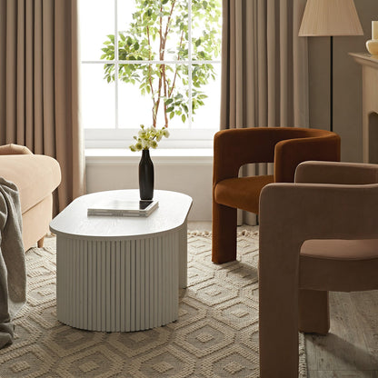 Maru Oval Coffee Table, Washed White