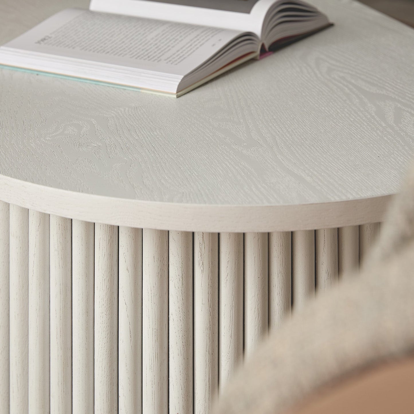 Maru Oval Coffee Table, Washed White