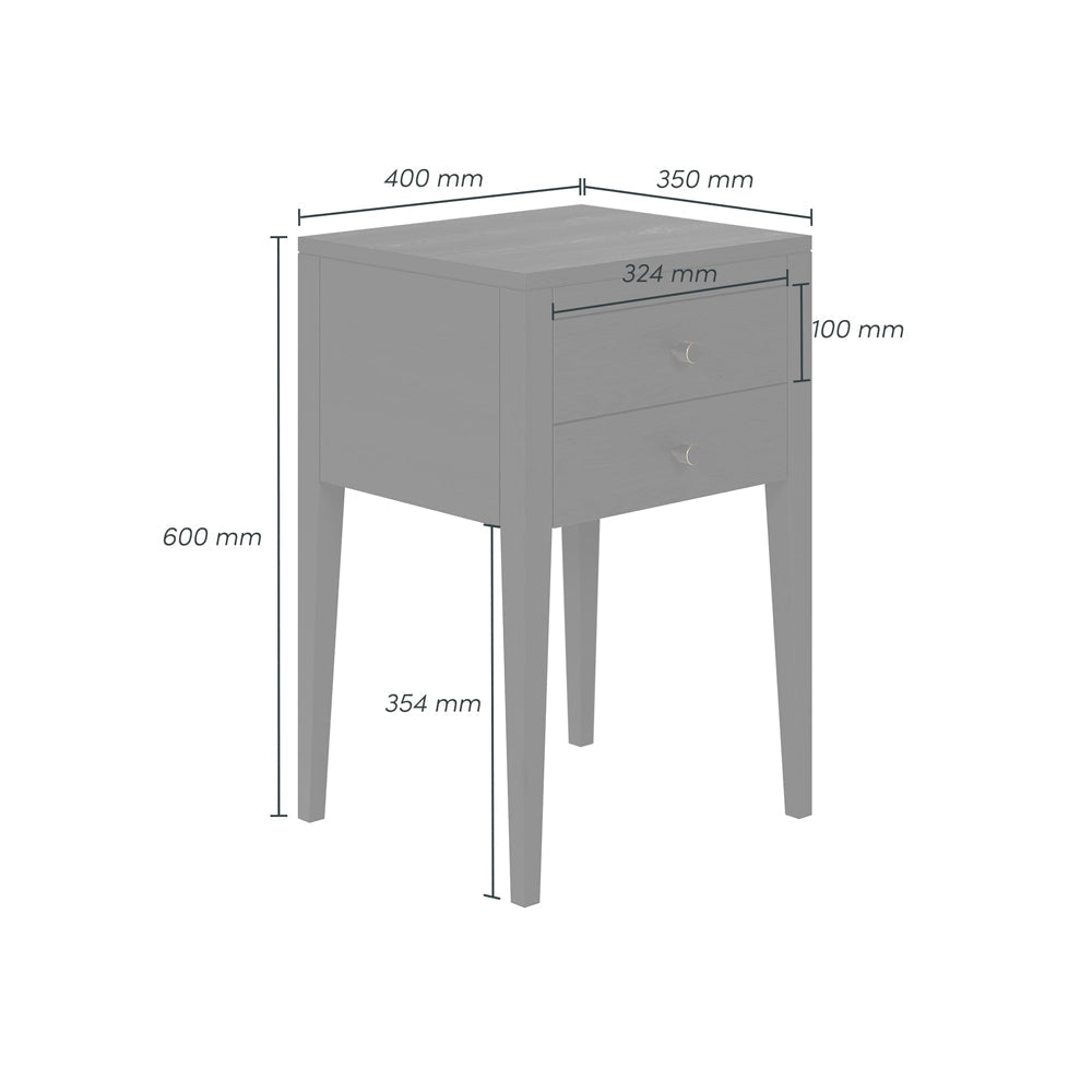 Radford 2 Drawer Bedside Table - Black