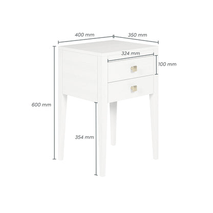 Radford 2 Drawer Bedside Table - White