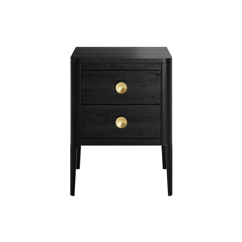 Abberley 2 Drawer Bedside Table - Black