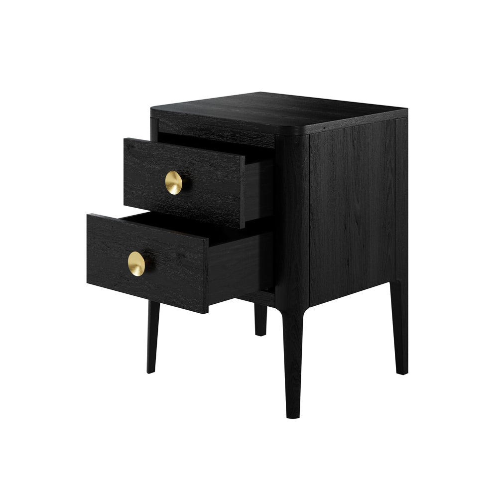 Abberley 2 Drawer Bedside Table - Black