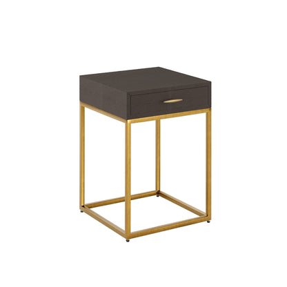 Hampton Bedside Table - Brown Shagreen