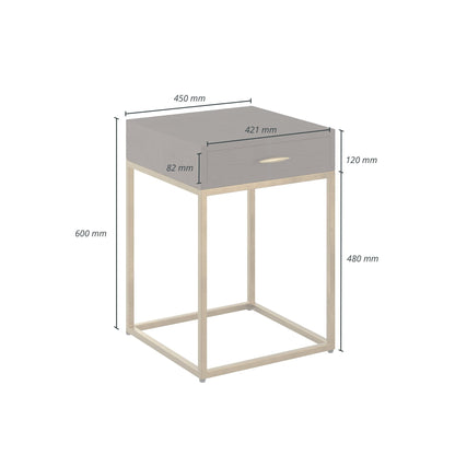 Hampton Bedside Table - Brown Shagreen