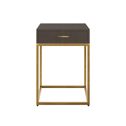 Hampton Bedside Table - Brown Shagreen