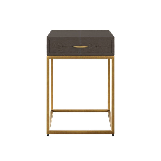 Hampton Bedside Table - Brown Shagreen