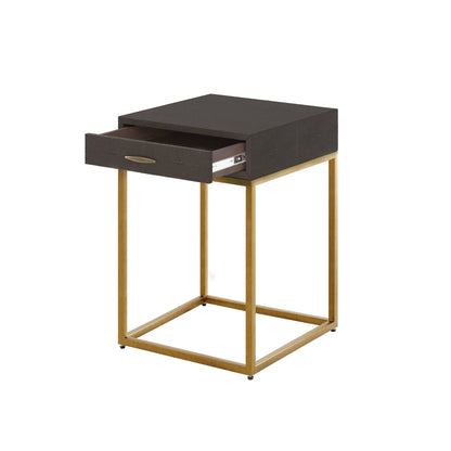 Hampton Bedside Table - Brown Shagreen