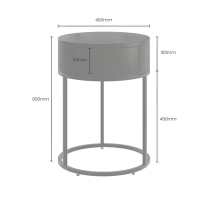 Hampton Round Bedside Table - Black