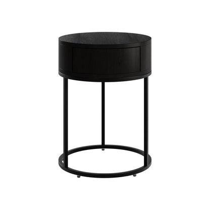 Hampton Round Bedside Table - Black