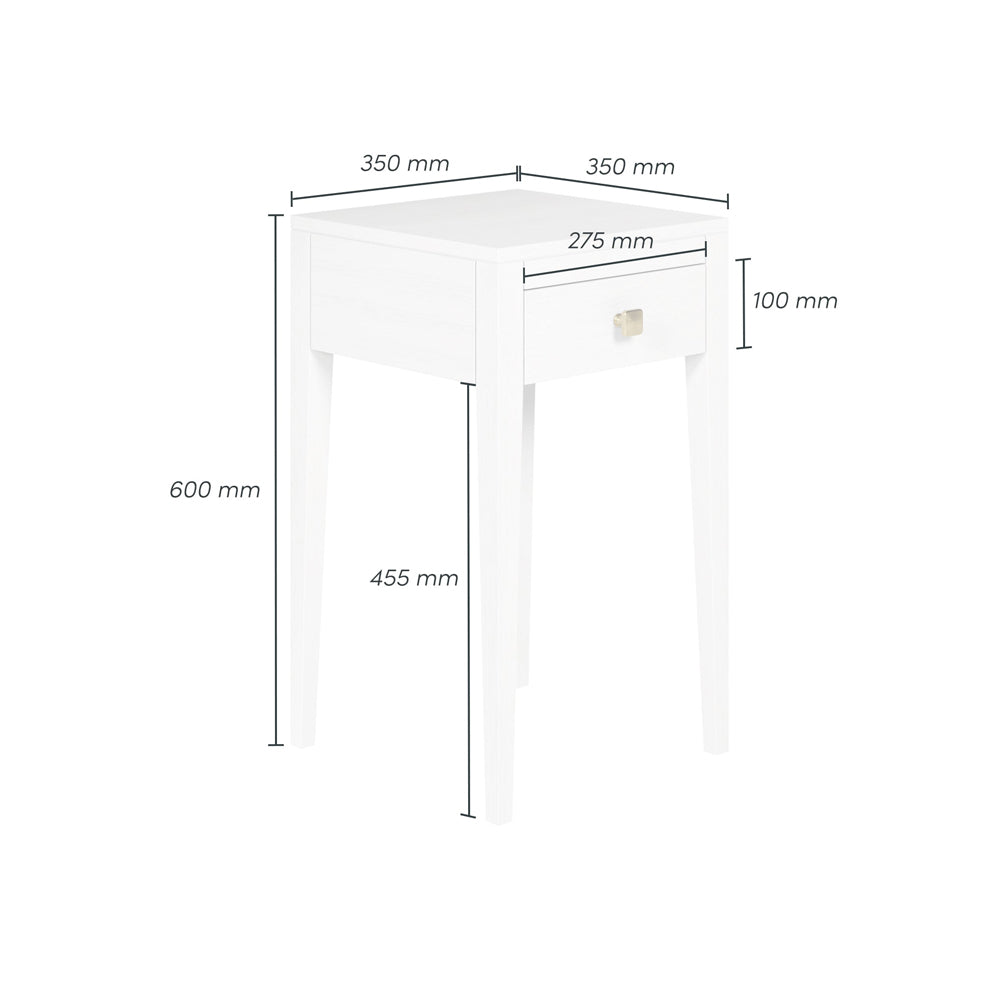 Radford 1 Drawer Bedside Table - White