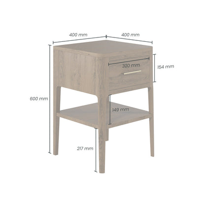 Abberley 1 Drawer Bedside Table - Brown