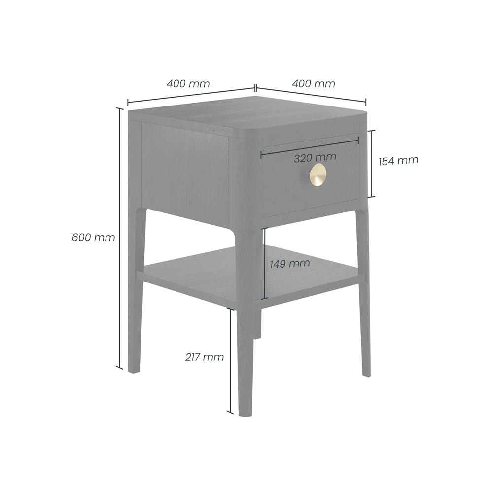 Abberley 1 Drawer Bedside Table - Black