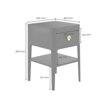 Abberley 1 Drawer Bedside Table - Black