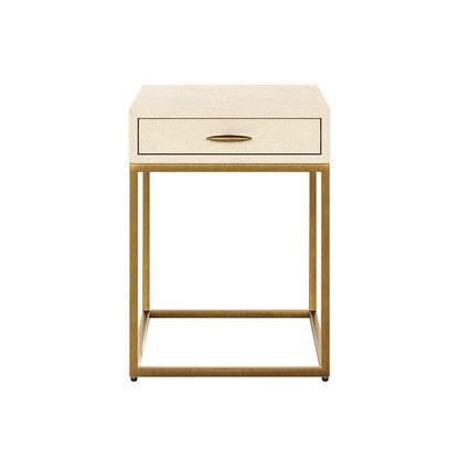 Hampton Square Bedside Table - Ivory Shagreen