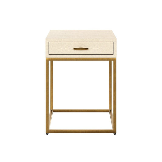 Hampton Square Bedside Table - Ivory Shagreen