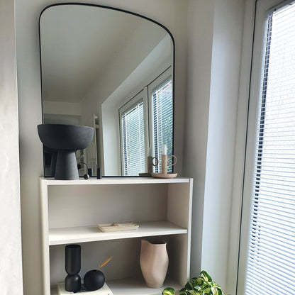 Bowness - Black Contemporary Arched Metal Wall Mirror 90cm x 75cm