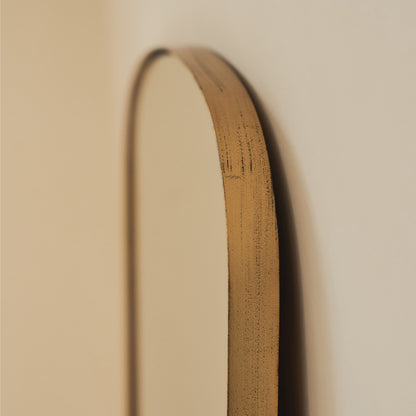 Bowness - Gold Contemporary Arched Metal Wall Mirror 90cm x 75cm