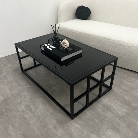 Brooklyn - Black Modern Large Rectangle Tinted Mirrored Coffee Table