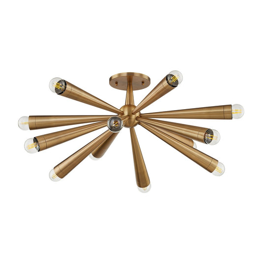 Keanu 12 Light Semi Flush Mount Light - Patina Brass