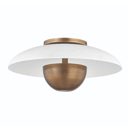 Noah 1 Light Flush Mount - Patina Brass & Gesso White