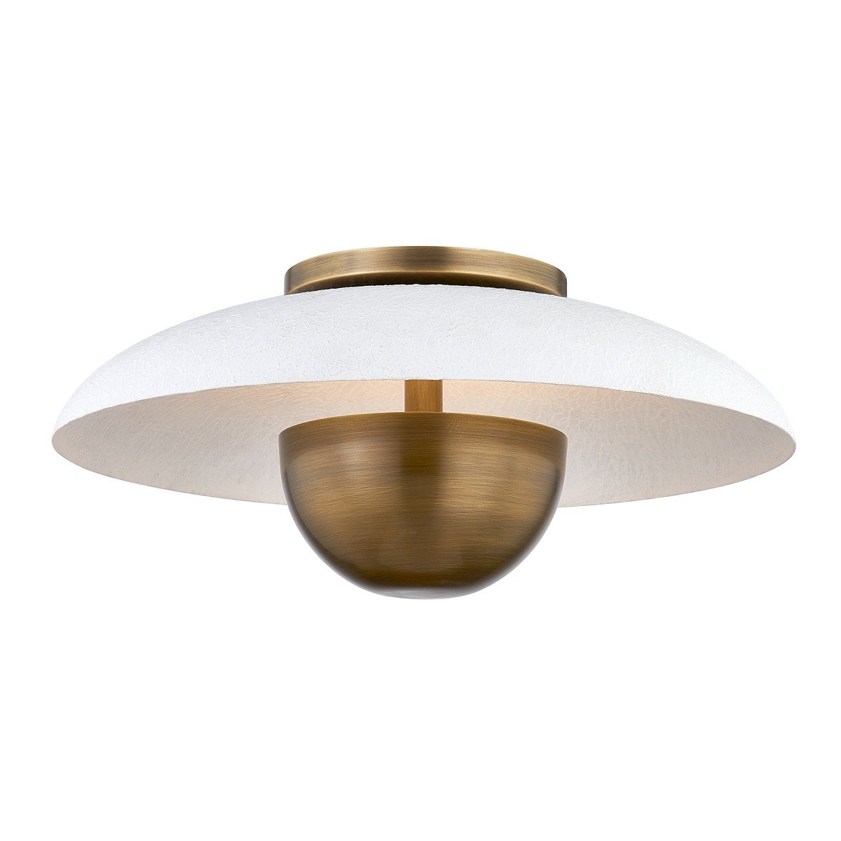 Noah 1 Light Flush Mount - Patina Brass & Gesso White