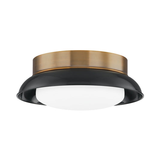 Arnie 2 Light Flush Mount - Patina Brass & Gloss Black