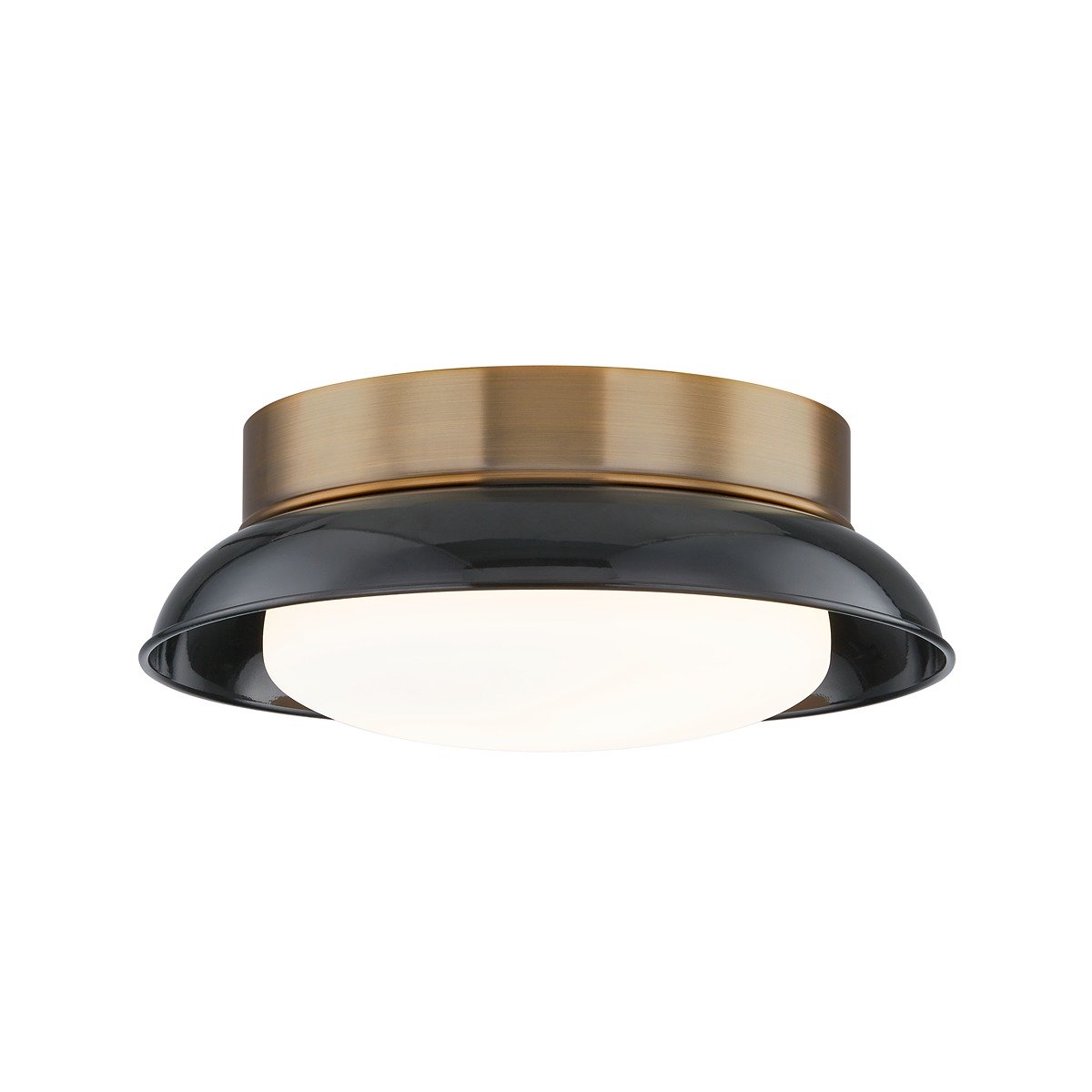 Arnie 2 Light Flush Mount - Patina Brass & Gloss Black