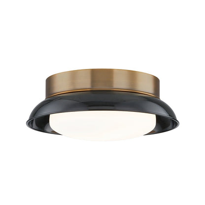 Arnie 2 Light Flush Mount - Patina Brass & Gloss Black