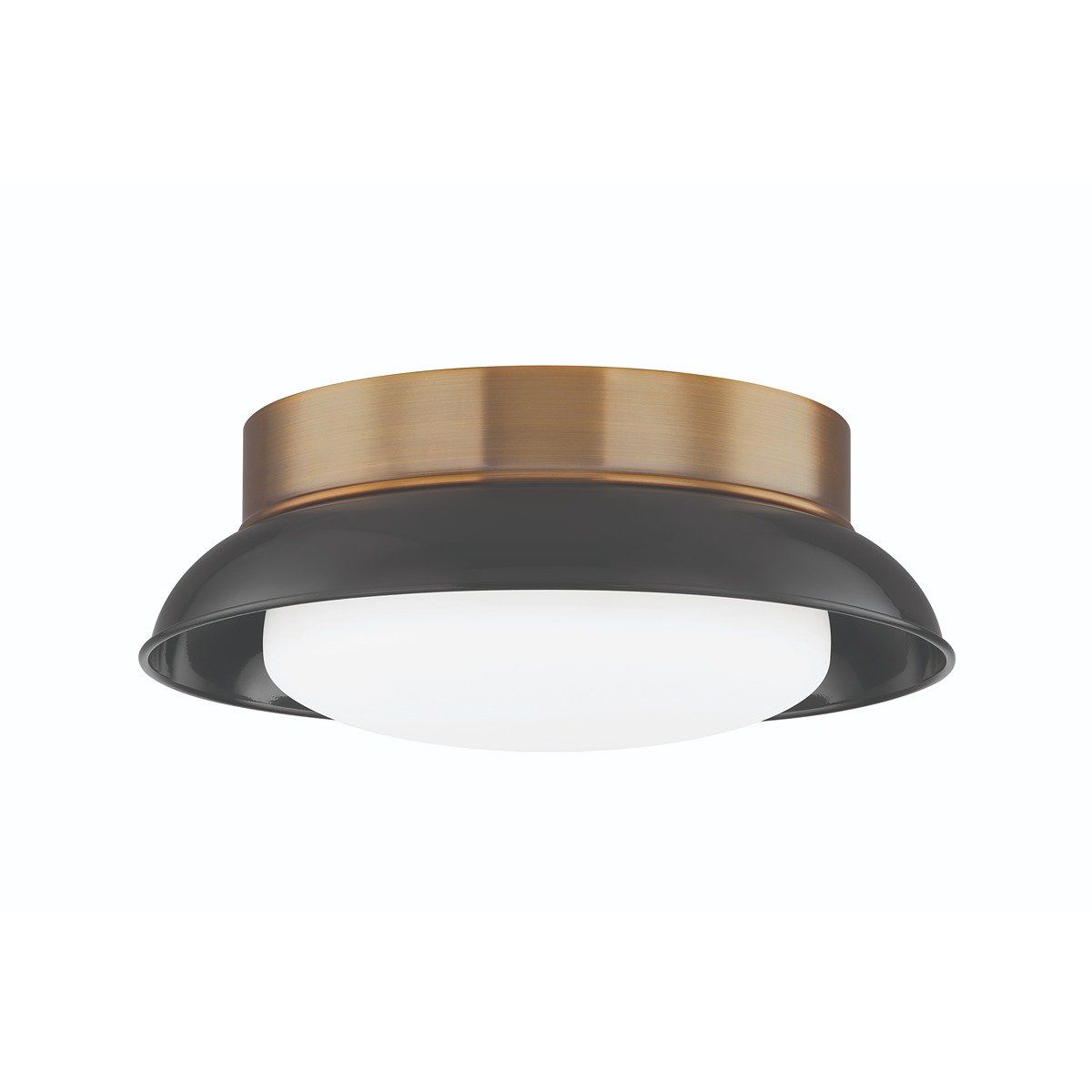 Arnie 2 Light Flush Mount - Patina Brass & Gloss Black