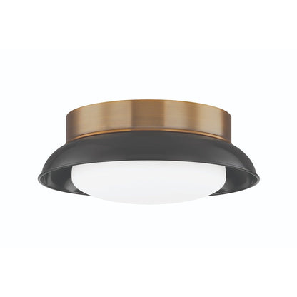 Arnie 2 Light Flush Mount - Patina Brass & Gloss Black