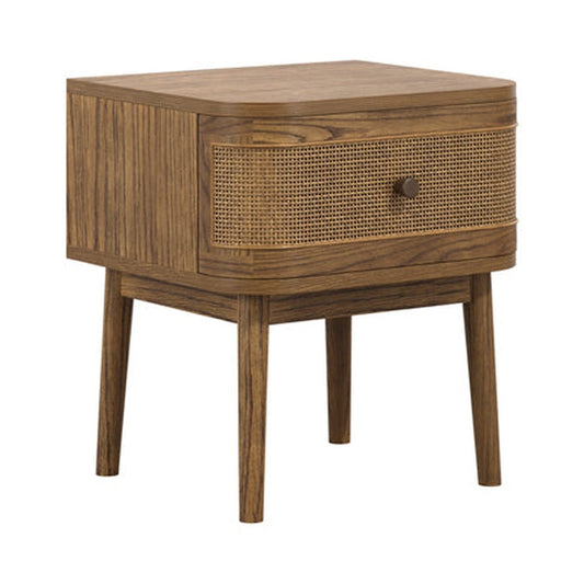 Creek Bedside Cabinet - Smoked Wood