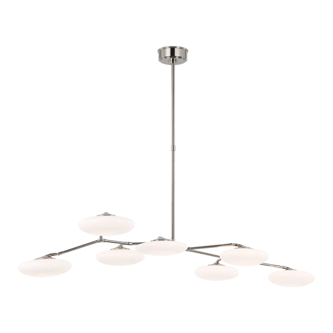 Brindille XL Articulating Linear Chandelier - Polished Nickel with White Glass