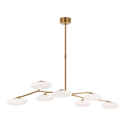 Brindille XL Articulating Linear Chandelier - Soft Brass with White Glass