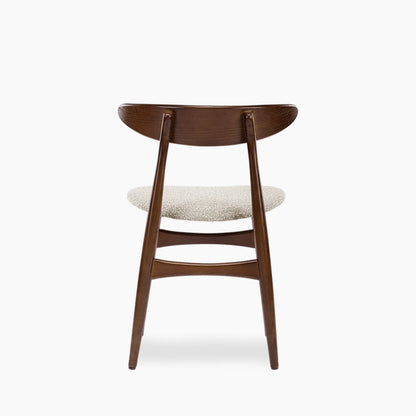 Malmros Wooden Dining Chair | Speckled Stone Sustainable Boucle & Walnut