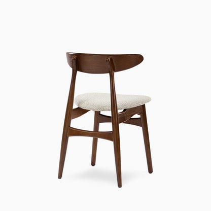 Malmros Wooden Dining Chair | Speckled Stone Sustainable Boucle & Walnut
