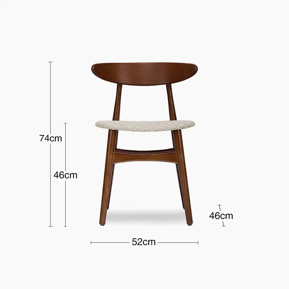 Malmros Wooden Dining Chair | Speckled Stone Sustainable Boucle & Walnut