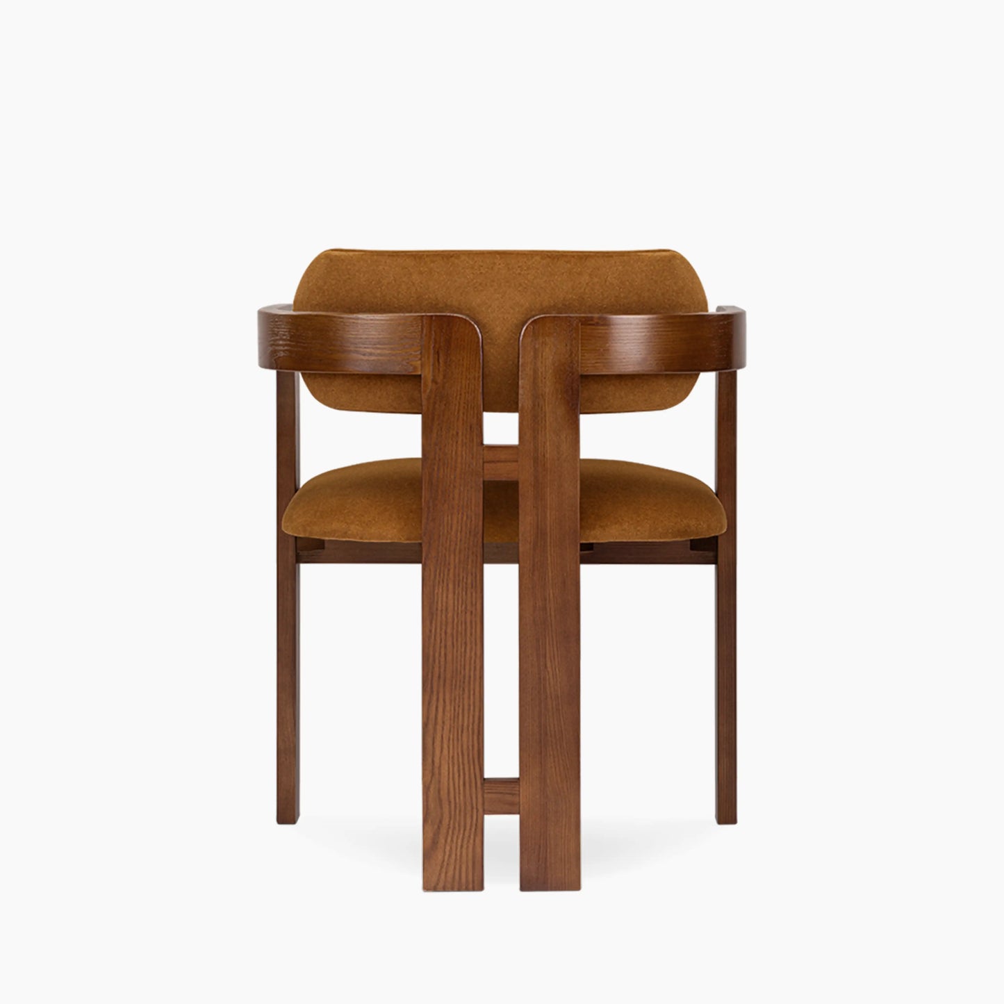 Hallie Wooden Carver Dining Chair | Caramel Brown Sustainable Mohair Velvet & Walnut