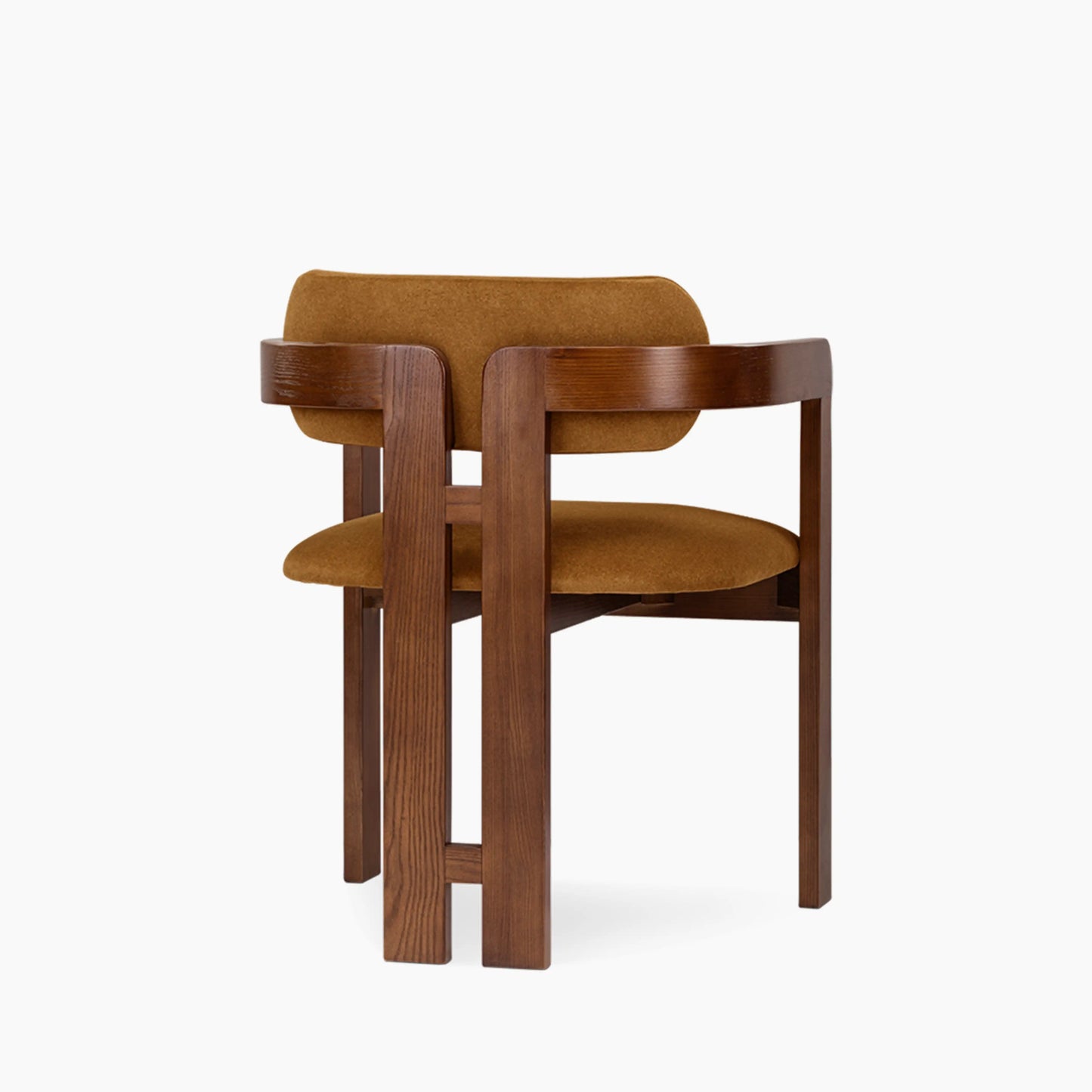 Hallie Wooden Carver Dining Chair | Caramel Brown Sustainable Mohair Velvet & Walnut