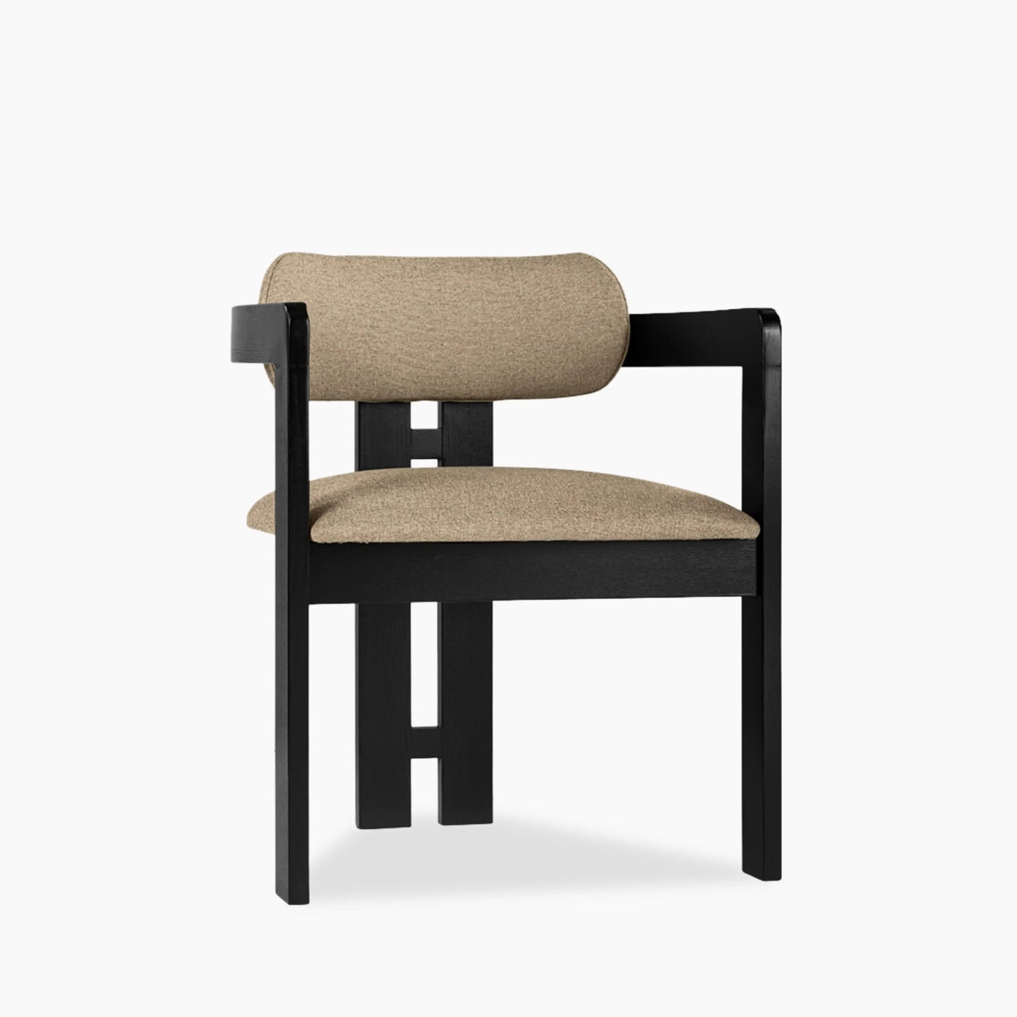 Hallie Wooden Carver Dining Chair | Latte Sustainable Fabric & Black