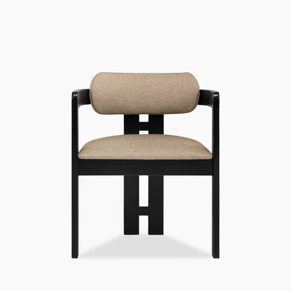 Hallie Wooden Carver Dining Chair | Latte Sustainable Fabric & Black