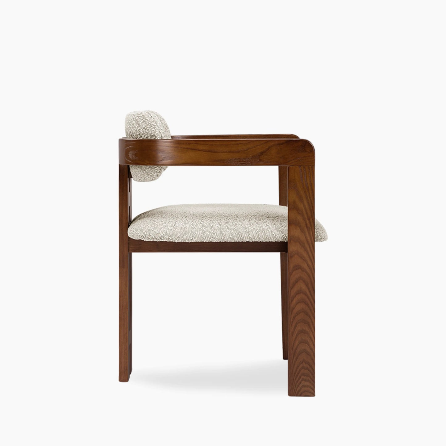 Hallie Wooden Carver Dining Chair | Speckled Stone Sustainable Boucle & Walnut